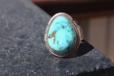 Beautiful Nevada Turquoise stone on a sterling silver ring. Created by artist: J. Nelson. From the Rodgers Collection. Handmade in the USA. Size 15.5 Handmade Classic Turquoise Sterling Silver Ring, Handmade Classic Sterling Silver Turquoise Ring, Turquoise Stone, Nevada, Sterling Silver Ring, Silver Ring, Sterling Silver Rings, Silver Rings, Created By