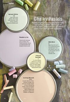 an image of some paint colors and their names on the side of a magazine page