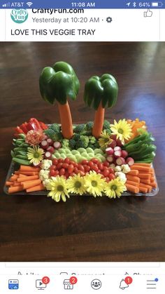 a cake made to look like vegetables and trees