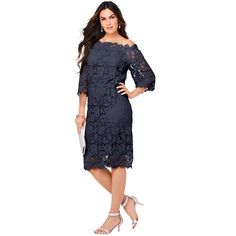 Look great from every angle in this charming allover lace dress featuring so-pretty scalloped edging. Elasticized neckline, three-quarter bell sleeves. Fully lined body. Dresses With Bell Sleeves, Dress With Bell Sleeves, Women Lace Dress, Swimsuits For All, Dress 16, Bell Sleeve Dress, Dress Suits, Women Lace, Long Sleeve Maxi Dress