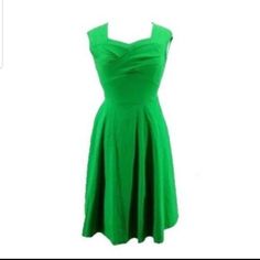 Beautiful Kelly Green Dress With A Retro Silhouette, Fitted Bodice And A Line Skirt Zip Back Fits 10/12 Fitted Green Tea-length Dress, 1950s Style A-line Pleated Dress, 1950s Style A-line Dress With Box Pleat, Fitted Midi Dress With Box Pleat For Summer, Retro Solid Color Midi Dress, Retro A-line Cocktail Dress, Retro Formal Dress In Solid Color, 1950s Style Green A-line Dress, 1950s Style Sleeveless Cocktail Dress