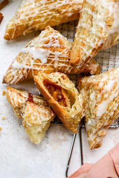 several pastries are on a cooling rack