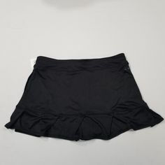 Nwt Grand Slam Pleated Ruffle Hem Athletic Tennis Golf Skort Mini Skirt Black Xl High Waist Solid Ruffled Skort, High Waist Solid Skort With Ruffles, High Waist Ruffled Skort In Solid Color, High Waist Ruffled Skort, Solid Mini Skort With Ruffles, Solid Ruffled Mini Skort, Casual Fitted Ruffle Swim Skirt, Casual Fitted Ruffled Swim Skirt, Fitted Ruffle Tennis Skirt