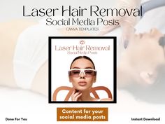 Laser Hair Removal Social Media Posts. 32 editable Instagram Posts full of information, tips, appointment reminders and more!! Simply add your information into these editable posts and inspire your followers! High quality designs and fully editable, ready for your branding. WHAT YOU GET  +Instruction guide PDF with a link to the 32 editable Social Media posts.  HOW TO DOWNLOAD the Posts:  1. Purchase the item and you will immediately be taken to the downloads page  2. Etsy confirms your payment (usually within a couple of minutes)  3. Signed-in users will find in your account: https://www.etsy.com/your/purchases ("Download Files" button to the right of your purchase). Guests will receive an email with the download link. PLEASE NOTE: if you purchase through the app, Etsy usually doesn't let Laser Hair Removal Appointment, Skincare Influencer, Esthetician Social Media, Med Spa, Ig Post, Laser Hair, Laser Hair Removal, Social Media Templates, Esthetician