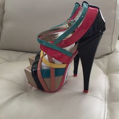 New Zigi Soho Black/Multi Colored Platform Heels. Never Worn. Too Small For Me... And Unfortunately, I Don't Think I Could Walk In Them . I'm Sure They Would Look Stunning With A Little Black Dress! Bold Round Toe Sandals For Party, Bold Round Toe Party Sandals, Bold Party Sandals With Round Toe, Multicolor Platform Heels With Closed Toe, Black Open Toe Sandals With Red Sole, Black Sandals With Red Sole And Open Toe, Multicolor Closed Toe Platform Heels, Bold Party Sandals With Heel Strap, Black Sandals With Red Sole And Ankle Strap