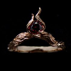 Red And Gold Wedding Rings, Hades Jewelry, Black And Red Rings, Abba Wedding, Flame Jewelry, Fantasy Wedding Rings, Elf Ring, Fire Accessories, Fire Rings