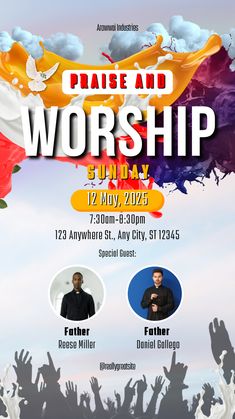 an event poster for praise and worship