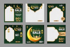 a set of banners for rama sale with mosques and crescents on the background royalty illustration