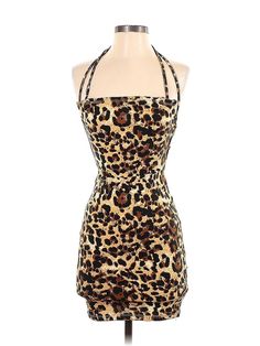 Shein Cocktail Dress Size: X-Small Brown Dresses - used. 95% POLYESTER, 5% ELASTANE, Halter, Animal Print, Short, Sleeveless | Shein Cocktail Dress: Brown Animal Print Dresses - Used - Size X-Small Leopard Print Sleeveless Mini Dress For Day Out, Sleeveless Leopard Print Mini Dress For Day Out, Fitted Sleeveless Mini Dress In Leopard Print, Fitted Leopard Print Sleeveless Mini Dress, Brown Fitted Mini Sundress, Fitted Brown Mini Sundress, Summer Fitted Leopard Print Bodycon Dress, Summer Leopard Print Fitted Bodycon Dress, Summer Leopard Print Mini Bodycon Dress