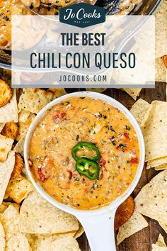 This Chile Con Queso recipe is deliciousspicysilkycheesy and perfect for a crowdIt's the dip that you'll be asked for over and over. Spicy Queso Recipe, Chili Con Queso Dip, Spicy Queso Dip, Queso Dip Crockpot, Con Queso Recipe, Queso Dip Recipes, Jo Cooks, Queso Recipe