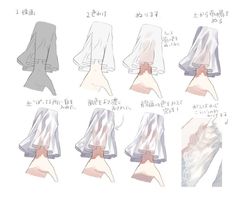 an anime character's body is shown in different positions and sizes, including the legs