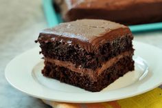 a piece of chocolate cake on a plate