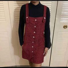 Burgundy Corduroy Overall Dress Never Worn Still Brand New *Fits Me A Little Big I Usually Wear An Xs But This Is A Size Small* Corduroy Overall Dress Outfit Fall, Casual Corduroy Pinafore Dress For Fall, Casual Corduroy Dresses With Button Closure, Corduroy Mini Dress With Pockets, Casual Corduroy Mini Dress For Fall, Corduroy Overall Dress Outfit, Overall Dress Outfit Fall, Burgundy Overalls, Overall Dress Outfit