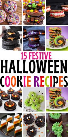 collage of halloween cookie recipes with text overlay