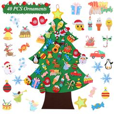 PRICES MAY VARY. 🍀 CHRISTMAS GIFT FOR KIDS - Keep your toddler busy during the holiday, this DIY Felt Christmas Tree will help you, suitable for children over 18 months, under 18 months may be accompanied by an adult 🍀 SIZE - 3.5 FT, 42 x 29 inches, 3mm in thickness of the tree, we folded the tree for transportation, when it reaches to you. It will be as brand new after pressing out or ironing 🍀 QUANTITY - DIY Felt Christmas Tree Set with 40 Detachable Ornaments, DIY accessories are all with Preschool Christmas Tree, Felt Christmas Tree Toddler, Wall Hanging Christmas Tree, Diy Felt Christmas, Toddler Christmas Tree, Trees For Kids, Felt Christmas Tree Decorations, Diy Felt Christmas Tree, Christmas Tree Kit