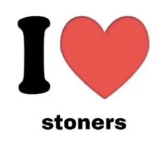 the words i love stoners are written in black and red on a white background