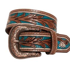 Leather belt with Cobalt Sea Color Undertones - Tooled Brown Leather - Removable Buckle - 1 1/2" wide Cowgirl Belts, Tooled Leather Belts, Sea Colour, Tool Belt, Hand Tooled Leather, Western Belts, Tooled Leather, Leather Belts, Leather Tooling