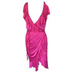 Check out this item from 1stdibs! Versace S/S 2004 Runway Plunging Neckline Wrap Ruffles Dress: https://www.1stdibs.com/id-v_19372392 Summer Cocktail Sleeveless Draped Dress, Draped Sleeveless Dress For Summer Cocktail, 2004 Runway, Nude Gown, Versace Runway, Ruffles Dress, Belted Wrap Dress, Tulle Mini Dress, Versace Dress