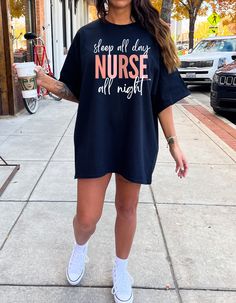 ABOUT OUR Nurse Shirt: PRODUCTION TIME: 1-3 days (Usually 2 days) SHIPPING TIME: 2-5 days (Usually 3 days) PRODUCT DESCRIPTION: Bella Canvas Unisex T-shirt Super soft cotton and excellent quality print makes. 100% Soft cotton (fibre content may vary for different colors) Light fabric (4.2 oz/yd² (142 g/m Runs true to size Our Relaxed Fit Tee (Bella + Canvas style 3001) is a unisex style that runs a touch small for men, and about a half a size large for women. It's a relaxed fit and is soft and c Graphic Print Sleep Tops With Crew Neck, Crew Neck Sleep Top With Graphic Print, Graphic Print Crew Neck Top For Sleep, Black Short Sleeve Sleep Top, Short Sleeve Sleep T-shirt With Graphic Print, Short Sleeve Letter Print Sleep T-shirt, Short Sleeve Graphic Print Sleep T-shirt, Short Sleeve Letter Print Sleep Top, Short Sleeve Sleep Top With Letter Print