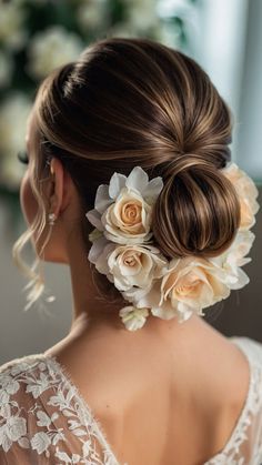 Explore elegant bridal floral bun hairstyles for weddings in this comprehensive blog post Discover a variety of styles including open hair side swept fancy ponytail low bun fancy ponytail down high ponytail ponytail side swept sided hairband Perfect for brides looking to elevate their wedding day hair