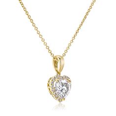 Heart-Shape Moissanite & Diamond Necklace 1 1/10 CTW 14K Gold Moissanite Diamonds, Heart Shape, Diamond Necklace, Heart Shapes, White Gold, Yellow Gold, Pendant Necklace, Pendant, 10 Things