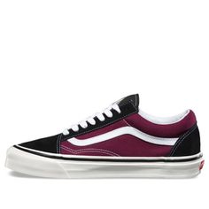 Vans Old Skool 36 DX 'Black Burgundy' Black/Burgundy Sneakers/Shoes Burgundy Sneakers, Sneakers Vans, Black Vans, Men's Vans, Vans Shop, Low Top Sneakers, Vans Authentic, Stylish Sneakers, Vans Old Skool