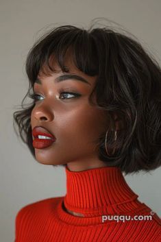 Dark Brown Short Curly Hair, French Bob Black Women, Voluminous Bob, Black Women Bob Hairstyles, Bob Black Women, Women Bob Hairstyles, Black Women Bob, Short Sassy Hair, Sassy Hair