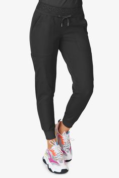 Our Ava Therese Smile Face 6-Pocket Jogger Pants may be the most fun joggers ever! With these wonderful colors and smile face waistband you will stand out from the crowd. Plus talk about functional, plenty of pockets and rib-knit details complete the awesomeness. Zavate Ava Therese is made for the toughest work days in Synergy 4-way stretch. Complete with moisture wicking tech, our styles don t stop with modern looks, they re functional and high-performing.. Zavate Ava Therese Women's 6-Pocket S Sports Bottoms With Pockets And 5-inch Inseam, Stretch Black Bottoms With Functional Pockets, Black Stretch Bottoms With Functional Pockets, Black Activewear With Pockets For Work, Mid-rise Stretch Pants With Cargo Pockets, Stretch Pants With Functional Pockets, Stretch Black Pants With Functional Pockets, Black Stretch Pants With Functional Pockets, Stretch Mid-rise Cargo Pants With Elastic Waistband