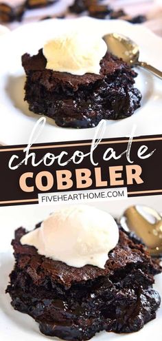 chocolate cobbler dessert with whipped cream on top