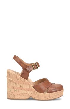 An adjustable ankle strap secures this slingback sandal lofted by a cork-inspired platform and heel. 4" heel; 1" platform Synthetic upper, lining and sole Imported Dark Tan, Slingback Sandal, Wedge Sandal, Sandal Women, Wedge Sandals, Nordstrom Rack, Ankle Strap, Cork, Womens Sandals