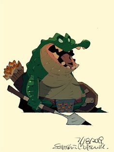 Crocodile Warrior, Satoshi Matsuura, Reptile Art, Crocodile Illustration, Monster Illustration, Tower Defense, Creature Concept, Character Design References, Illustration Character Design