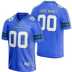 Custom Football Jersey Royal Blue Deep Green Jersey One Blue Football Jersey, Football Uniform, Blue Football, Contact Page, Flag Football, Custom Football, Team Names, Football Jersey, Letters And Numbers