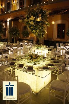 the tables and chairs are set up for an event