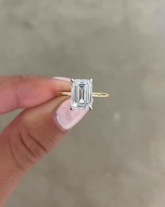 Solitaire Emerald Cut Moissanite Engagement Ring Wedding Proposal Ring for Women Solitaire Engagement Ring Emerald, Emerald Cut Solitaire Engagement Ring, Engagement Ring Emerald Cut, Emerald Cut Solitaire, Gold Moissanite Ring, Emerald Cut Engagement Ring, Engagement Ring Emerald, Simple Engagement, Ring Emerald Cut