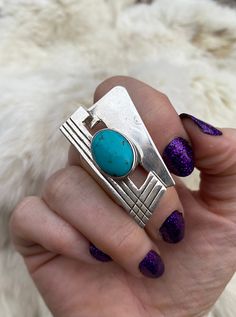 An alluring Sleeping Beauty Turquoise Ring that is accented with beautiful contemporary Sterling Silver. Lightweight Statement Ring. Geometric Ring, Sleeping Beauty Turquoise, Statement Ring, Turquoise Ring, Statement Rings, Sleeping Beauty, Sleep, Turquoise, Sterling Silver