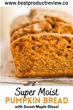 Pumpkin Bread with Maple Glaze Gluten Free Pumpkin Bread, Yummy Fall Recipes, Pumpkin Chai, Maple Glaze