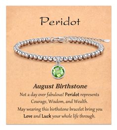 PRICES MAY VARY. ❤【 August Birthstone 】- Peridot symbolizes courage, wisdom, and wealth. Known as the stone of compassion, peridot can even help relieve stress and calm one when angry. Best gifts for women ❤【 Birthday gifts for Women 】- Memorable birthday gifts will make the person you care for feel loved all the time. A unique gift for women, moms, grandmothers, and Friends female ❤【 Material & Size 】- This birthstone silver bead bracelet is made of high-quality stainless steel, which is not ea Spiritual 8mm Beads Jewelry For Birthday Gift, Spiritual Jewelry With 8mm Beads For Birthday Gift, Spiritual Beaded Bracelets For Mother's Day Gift, Inspirational Round Beads Jewelry Gift, Spiritual 8mm Beads Jewelry For Birthday, Birthday Bracelets With Round Beads, Round Beads Bracelets For Birthday Gift, Round Beaded Bracelet For Birthday Gift, Birthday Gift Round Bead Bracelets