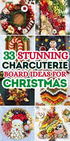 christmas wreaths and decorations with the words, 3 stunning character board ideas for christmas