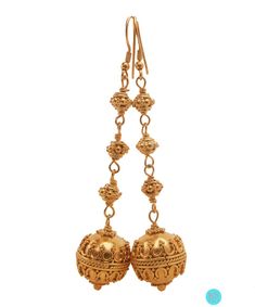 These dangle earrings feature 16mm 22 carat gold vermeil granulation beads, 6mm gold vermeil barrel beads, and gold vermeil hooks. Length is 2.25 inches. Weight is 14.75 grams. Check out our other Earrings: https://www.etsy.com/shop/KartiniStudio?section_id=16840717&ref=shopsection_leftnav_3 Festive Drop Earrings With Gold Beads, Yellow Gold Round Bead Earrings As Gift, Gold Earrings With Beads For Celebration, Festive Gold Earrings With Gold Beads, Yellow Gold Earrings With Round Beads As Gift, Elegant Latkan Earrings With Round Beads, Elegant Latkans Earrings, Nickel-free Yellow Gold Dangle Plug Earrings, Celebration Dangling Beads Drop Earrings