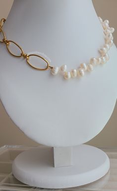 Stainless Steel 18K Gold Plated Length: 15 + 2 inches (adjustable) Gold Pearl Jewelry Necklace Tiffany & Co., 18k Gold, Gold Plate, Plating, Stainless Steel, Gold