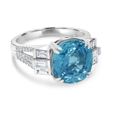 Zircon Gemstone, Zircon Jewelry, Zircon Ring, Blue Zircon, Ring Style, White Gold Ring, Diamond Set, Blue Gemstones, Round Cut Diamond