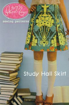 Anna Maria Study Hall Skirt Sewing Pattern  ©2009 Cut, Complete Bookish? Yes! Boring? Never! This kicky pleated skirt has plenty of flattering structure, but lots of room for interpretation. Four inverted box pleats, 2 front & 2 back. and border all around leave you a novel of options! Skirt is designed for use with two contrasting or coordinating fabrics. Includes instructions to lengthen or shorten the skirt. Pattern is cut to size Medium Finished Garment Dimensions:  Waist 31"  Hip 44" Cut an Box Pleat Skirt Pattern, Inverted Box Pleat Skirt, Pleat Skirt Pattern, Pleated Skirt Pattern, Inverted Box Pleat, Irish Step Dancing, Study Hall, Sew Mama Sew, Anna Maria Horner