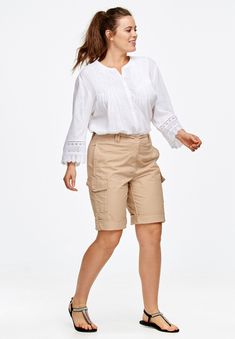 These casual convertible cargo shorts keep any day feeling relaxed! Go from shorts to bermudas in a breeze with the easy roll tabs. Shaped silhouetteSingle Knee Stretches, Winter Outfits Aesthetic, Plus Size Work, Cotton Poplin Fabric, Summer Fashion Dresses, Swimsuits For All, Fashion Essentials, Cotton Spandex, Cargo Shorts