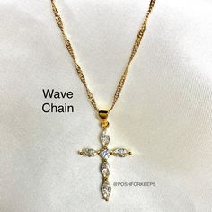 18K GOLD CRYSTAL CROSS NECKLACE – PoshForKeeps Gold Cubic Zirconia Crystal Pendant Necklace, Gold Cubic Zirconia Pendant Necklace, Gold Cubic Zirconia Crucifix Necklace, Gold Crystal Cross Pendant Jewelry, Gold Cross Crystal Necklace, Gold Cross Necklace With Crystal, Gold Cubic Zirconia Pendant Cross Necklace, Gold Crystal Cross Necklace, Cubic Zirconia Crucifix Necklace For Gift