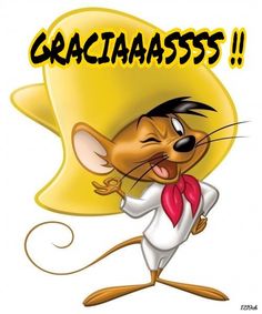 a cartoon mouse with the words gracias on it