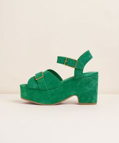 Lightweight platforms with adjustable ankle strap and decorative front buckle by Charlotte Stone Charlotte Stone, Chunky Platform Sandals, By Charlotte, Chunky Platform, Platform Sandals, Ankle Strap, Buckle, Sandals, Heels