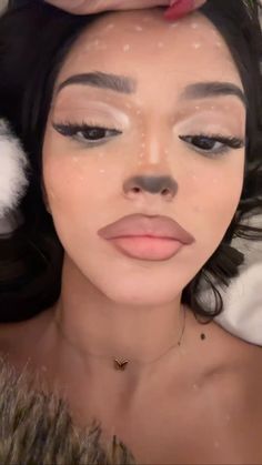 Bambi inspired makeup. Deer inspired makeup. Halloween, cute halloween costume @diinaxxy Link to tutorial Deer Costume Makeup, Deer Makeup Tutorial, Bambi Makeup, Deer Makeup, Deer Costume, Halloween Fits, Cute Halloween Makeup