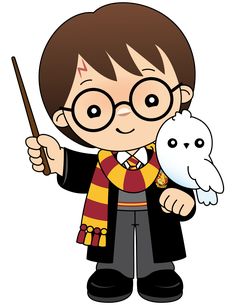 a cartoon harry potter holding a white owl