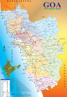 the map of goa with all its major cities and roads, including towns in india