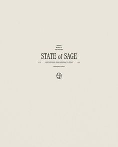 the state of sage logo is shown in black and white on a light gray background